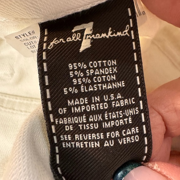 7 For All Mankind Women’s The Slim Cigarette Denim Jeans in Cleaned White NWT - Picture 10 of 15